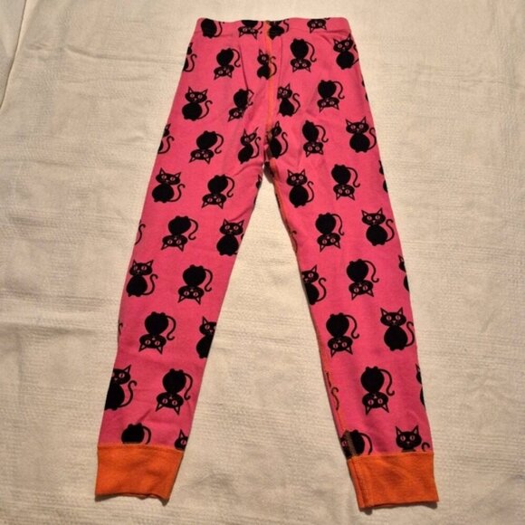 Hanna Andersson girls size 110 or 5 pink & orange cat pajama set play cond holes - Picture 5 of 9